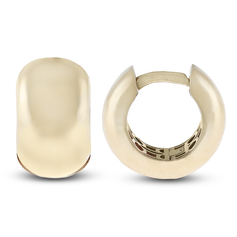 Main Image 3 of Round Huggie Hoop Earrings 10K Yellow Gold