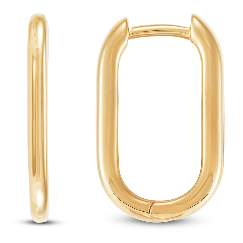 Main Image 1 of Oval Huggie Hoop Earrings 10K Yellow Gold 18mm