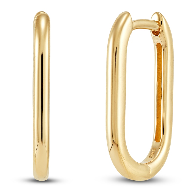 Main Image 2 of Oval Huggie Hoop Earrings 10K Yellow Gold 18mm