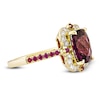 Thumbnail Image 2 of Cushion-Cut Natural Rhodolite Garnet & Diamond Cocktail Ring 1/4 ct tw 14K Yellow Gold