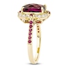 Thumbnail Image 5 of Cushion-Cut Natural Rhodolite Garnet & Diamond Cocktail Ring 1/4 ct tw 14K Yellow Gold