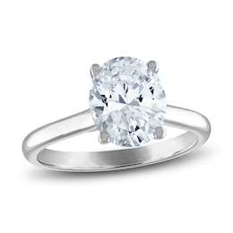 Lab-Created Diamond Solitaire Plus Engagement Ring 2 ct tw Oval/Round Platinum (F/VS)