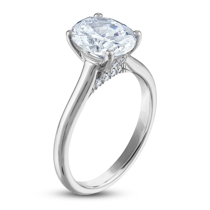 Main Image 2 of Lab-Created Diamond Solitaire Plus Engagement Ring 2 ct tw Oval/Round Platinum (F/VS)