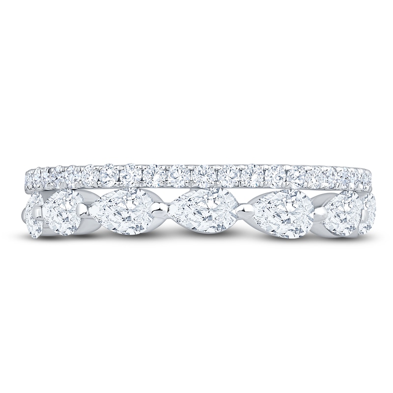 Main Image 3 of Certified Pear-Shaped & Round-Cut Diamond Two-Row Anniversary Ring 1-1/4 ct tw 14K White Gold