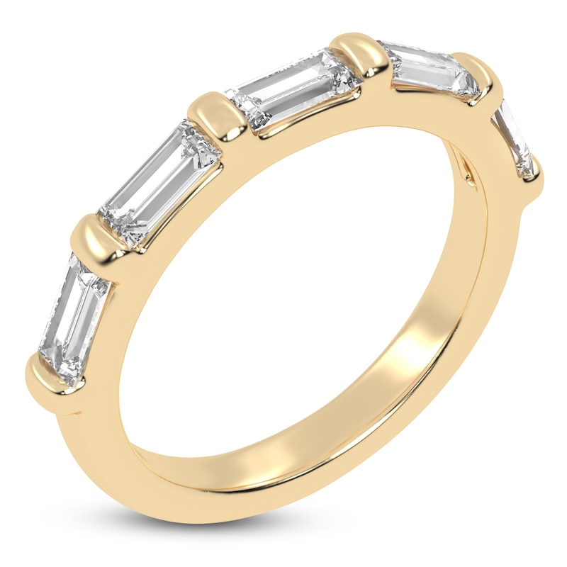 Certified Baguette-Cut Lab-Created Diamond Five-Stone Anniversary Ring 1 ct tw 14K Yellow Gold