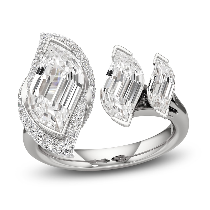 Main Image 1 of J'Lure Leaf Step-Cut Lab-Created Diamond Engagement Ring 3-7/8 ct tw 18K White Gold