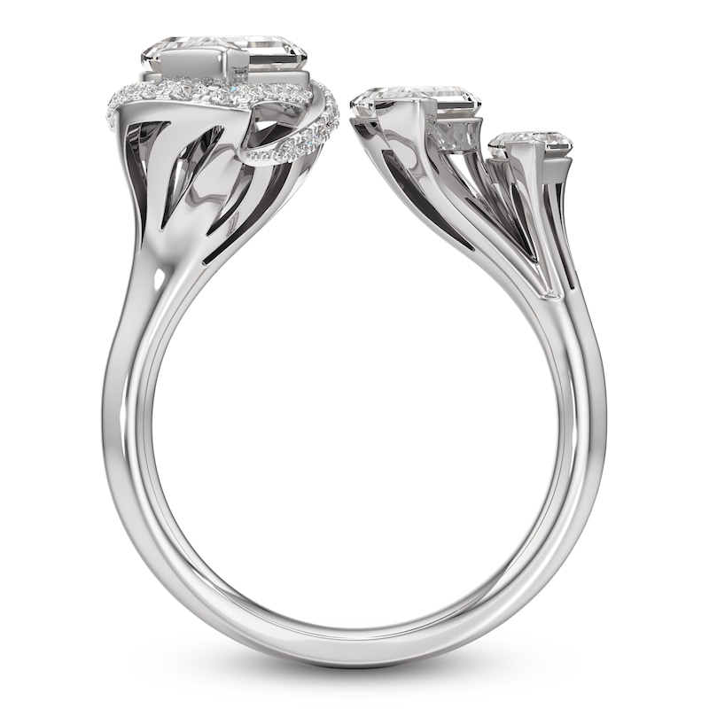 Main Image 2 of J'Lure Leaf Step-Cut Lab-Created Diamond Engagement Ring 3-7/8 ct tw 18K White Gold