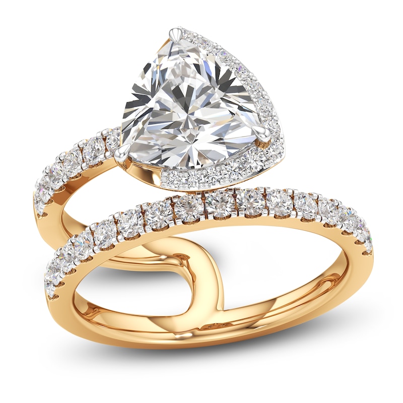 Main Image 1 of J'Lure Trillion Curved Brilliant-Cut Lab-Created Diamond Spiral Engagement Ring 2-5/8 ct tw 18K Yellow Gold