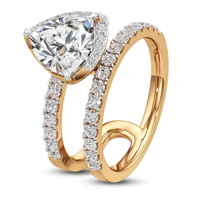 Main Image 4 of J'Lure Trillion Curved Brilliant-Cut Lab-Created Diamond Spiral Engagement Ring 2-5/8 ct tw 18K Yellow Gold