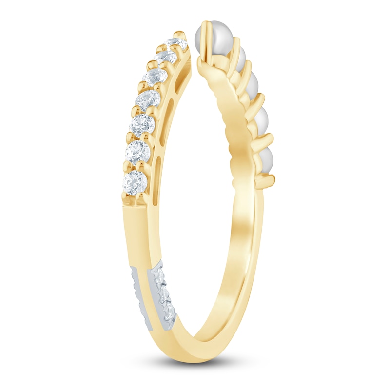 Main Image 2 of Pnina Tornai Diamond & Cultured Pearl Open Anniversary Ring 1/6 ct tw 14K Yellow Gold