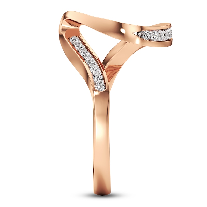 Main Image 3 of J'Lure Lab-Created Diamond Contour Wedding Band 1/6 ct tw 18K Rose Gold