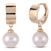 Thumbnail Image 2 of Cultured Pearl Dangle Hoop Earrings 14K Yellow Gold