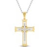 Thumbnail Image 1 of Men's Diamond Cross Necklace 1/8 ct tw Stainless Steel & Yellow Ion Plating 24&quot;