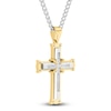 Thumbnail Image 2 of Men's Diamond Cross Necklace 1/8 ct tw Stainless Steel & Yellow Ion Plating 24&quot;