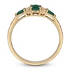 Thumbnail Image 2 of Oval-Cut & Pear-Shaped Natural Emerald & Diamond Three-Stone Ring 1/15 ct tw 14K Yellow Gold