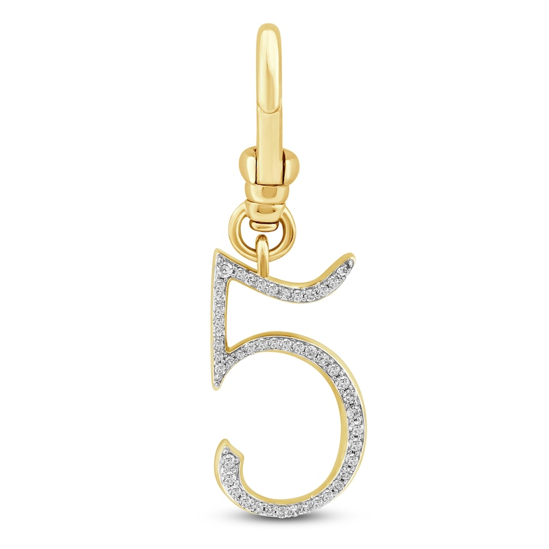 Main Image 1 of Charm'd by Lulu Frost Diamond Number 5 Charm 1/8 ct tw Pavé Round 10K Yellow Gold