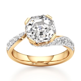 J'Lure Octagon Step-Cut Lab-Created Diamond Bypass Engagement Ring 3-1/2 ct tw 18K Yellow Gold