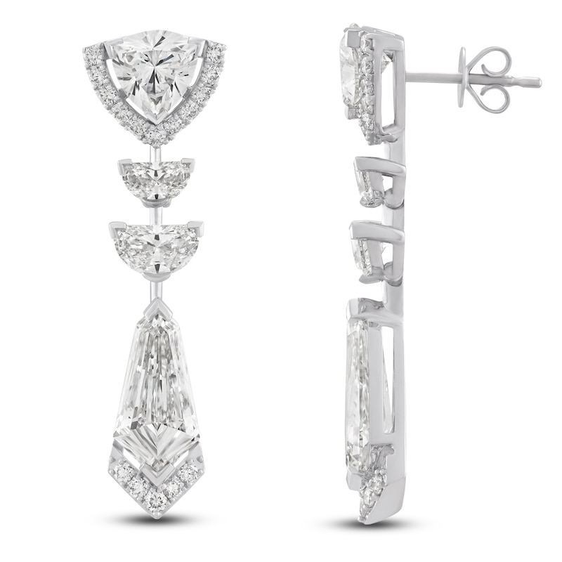 Main Image 1 of J'Lure Tie Step-Cut, Half Moon Brilliant-Cut, Trillion Curved Brilliant-Cut, Round-Cut Lab-Created Diamond Drop Earrings 8 ct tw 14K White Gold