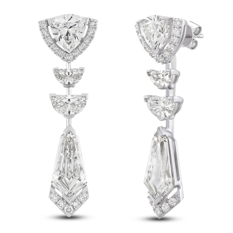 Main Image 2 of J'Lure Tie Step-Cut, Half Moon Brilliant-Cut, Trillion Curved Brilliant-Cut, Round-Cut Lab-Created Diamond Drop Earrings 8 ct tw 14K White Gold