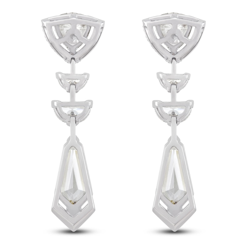 Main Image 3 of J'Lure Tie Step-Cut, Half Moon Brilliant-Cut, Trillion Curved Brilliant-Cut, Round-Cut Lab-Created Diamond Drop Earrings 8 ct tw 14K White Gold