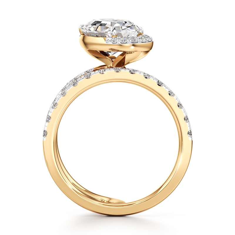 Main Image 2 of J'Lure Oval Step-Cut Lab-Created Diamond Spiral Engagement Ring 3-7/8 ct tw 18K Yellow Gold