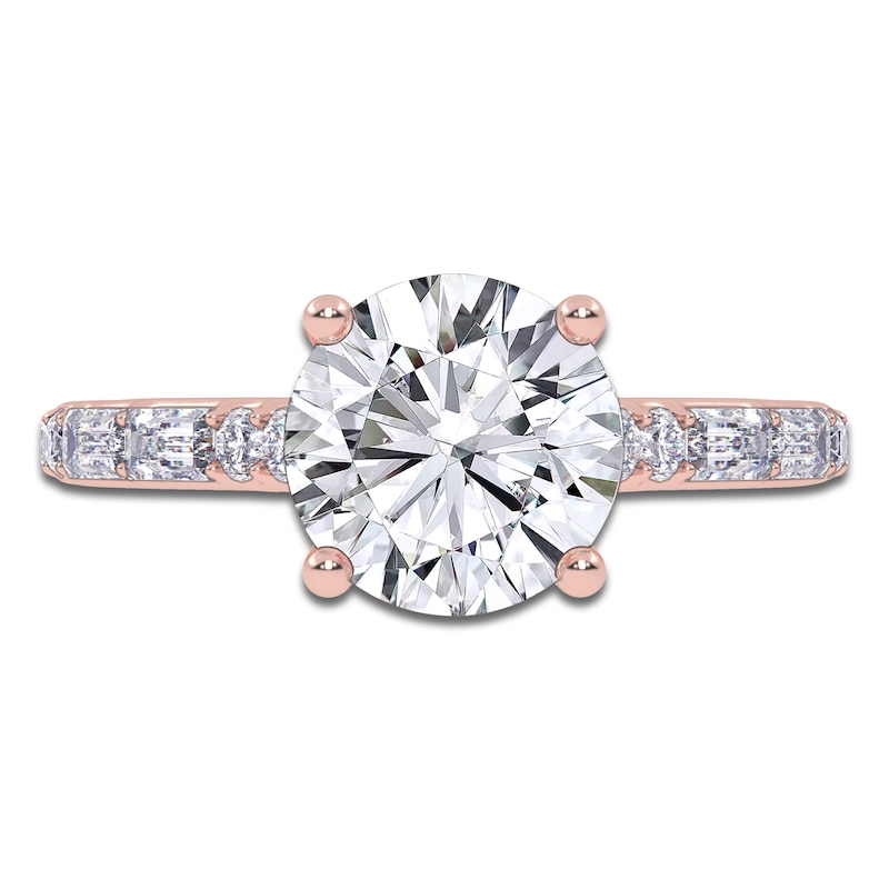 Main Image 3 of Round-Cut Lab-Created Diamond Engagement Ring 1-7/8 ct tw 14K Rose Gold