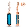 Thumbnail Image 1 of Le Vian Silhouette Hexagon-Cut Natural Blue Topaz Dangle Earrings 1/4 ct tw Diamonds 14K Strawberry Gold