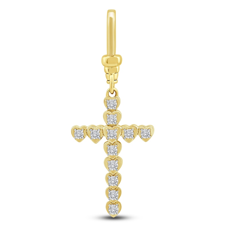 Main Image 1 of Charm'd by Lulu Frost Diamond Cross with Hearts Charm 1/15 ct tw 10K Yellow Gold