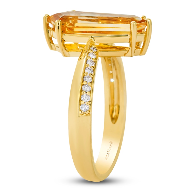 Main Image 2 of Le Vian Silhouette Hexagon-Cut Natural Citrine Ring 1/10 ct tw Diamonds 14K Honey Gold