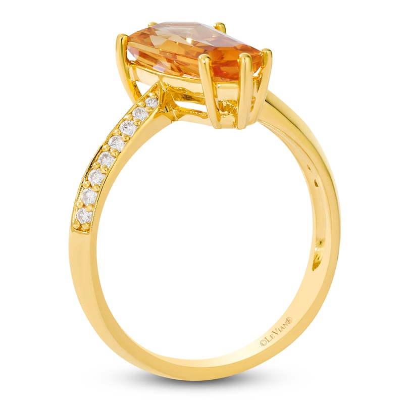 Main Image 3 of Le Vian Silhouette Hexagon-Cut Natural Citrine Ring 1/10 ct tw Diamonds 14K Honey Gold