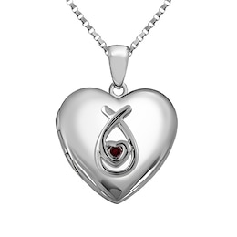 Birthstone Silver Locket Necklace (1 Stone and 3 Lines)