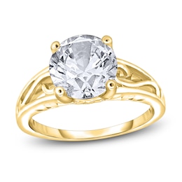 Diamond Solitaire Scroll Engagement Ring 2 ct tw Round 14K Yellow Gold (I2/I)