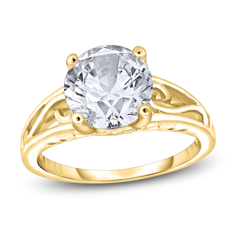 Main Image 1 of Diamond Solitaire Scroll Engagement Ring 2 ct tw Round 14K Yellow Gold (I2/I)