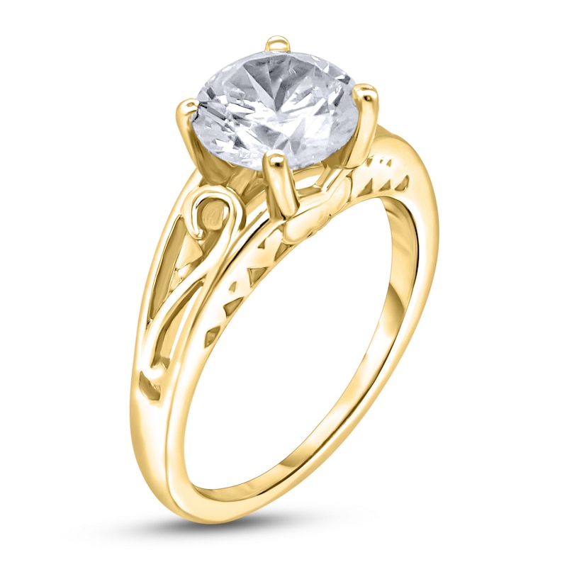 Main Image 2 of Diamond Solitaire Scroll Engagement Ring 2 ct tw Round 14K Yellow Gold (I2/I)