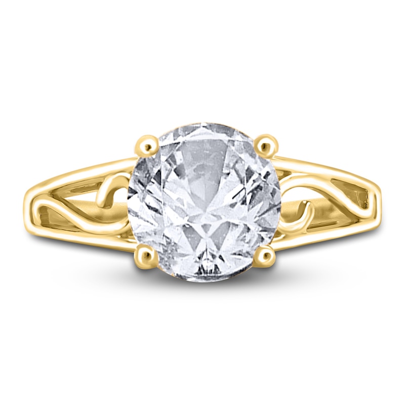 Main Image 3 of Diamond Solitaire Scroll Engagement Ring 2 ct tw Round 14K Yellow Gold (I2/I)