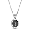 Thumbnail Image 0 of Diamond Cross Disk Necklace 1/10 ct tw Round Ion-Plated Stainless Steel 22"