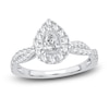 Thumbnail Image 1 of Diamond Halo Engagement Ring 3/4 ct tw Pear/Round 14K White Gold