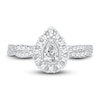 Thumbnail Image 3 of Diamond Halo Engagement Ring 3/4 ct tw Pear/Round 14K White Gold