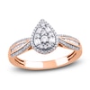 Thumbnail Image 1 of Diamond Engagement Ring 1/3 ct tw Round/Baguette 14K Rose Gold