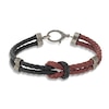 Thumbnail Image 2 of Marco Dal Maso Men's Red/Black Leather Bracelet Sterling Silver 8&quot;