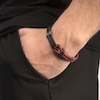 Thumbnail Image 5 of Marco Dal Maso Men's Red/Black Leather Bracelet Sterling Silver 8&quot;