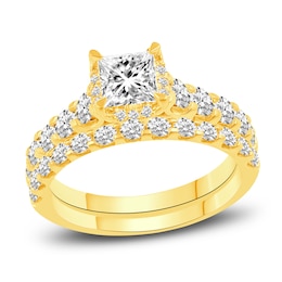 Diamond Bridal Set 2-1/8 ct tw Princess/Round 14K Yellow Gold