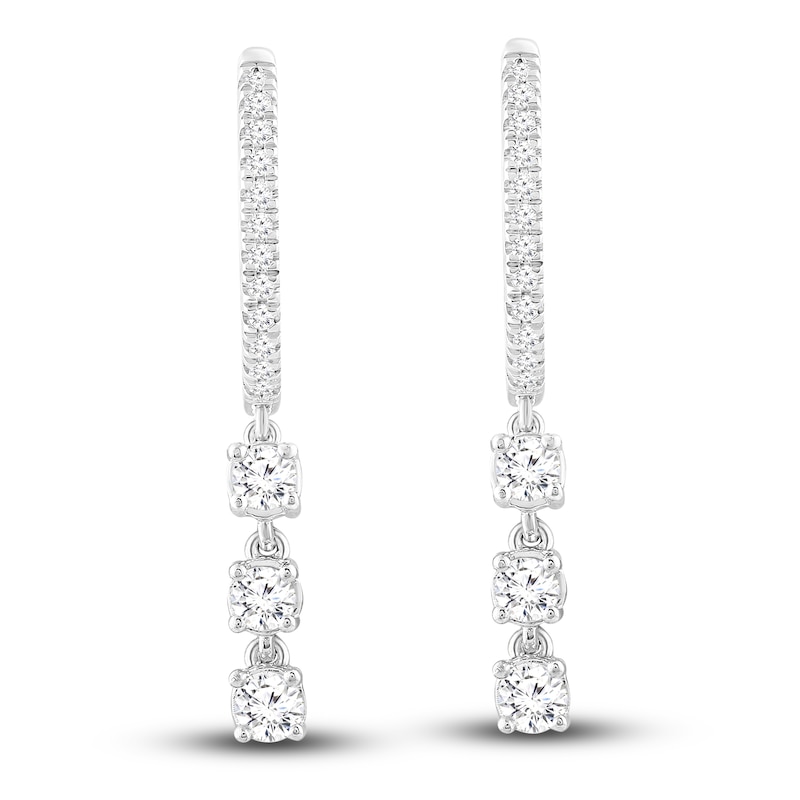 Main Image 1 of Diamond Dangle Earrings 1/2 ct tw Round 10K White Gold