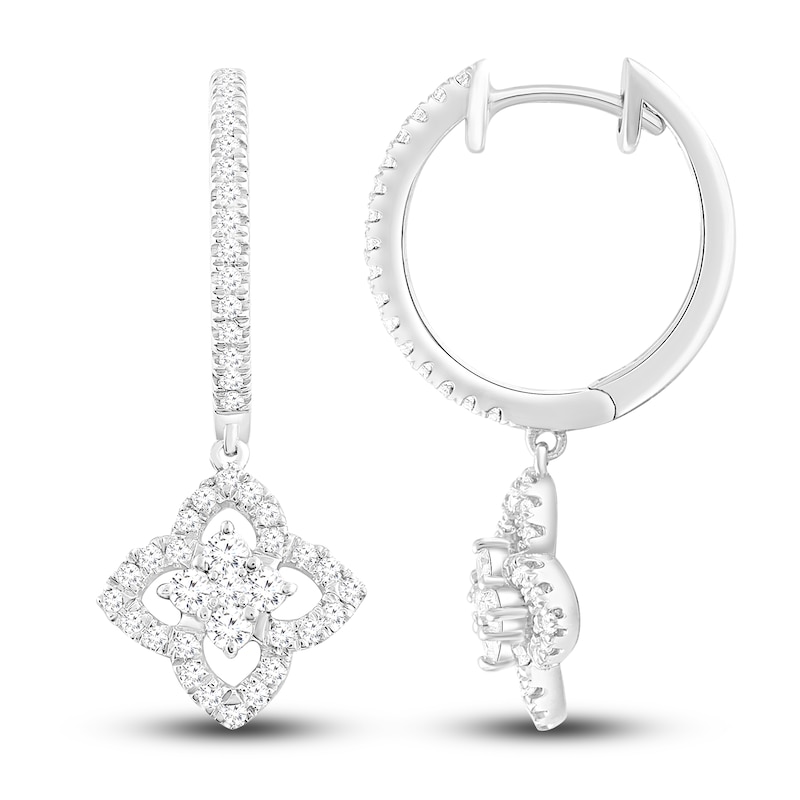 Main Image 2 of Diamond Dangle Earrings 1/2 ct tw Round 10K White Gold