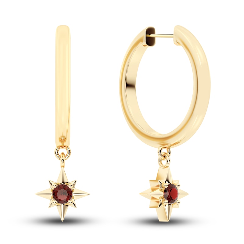 Juliette Maison Natural Garnet Starburst Drop Earrings 10K Yellow Gold