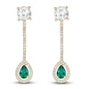 Thumbnail Image 1 of Lab-Created Emerald & White Lab-Created Sapphire Dangle Earrings 10K Yellow Gold