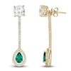 Thumbnail Image 2 of Lab-Created Emerald & White Lab-Created Sapphire Dangle Earrings 10K Yellow Gold