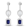 Thumbnail Image 1 of Blue & White Lab-Created Sapphire Dangle Earrings 10K White Gold