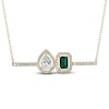 Thumbnail Image 0 of Lab-Created Emerald & White Lab-Created Sapphire Pendant Necklace 10K Yellow Gold 18"