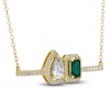 Thumbnail Image 2 of Lab-Created Emerald & White Lab-Created Sapphire Pendant Necklace 10K Yellow Gold 18"